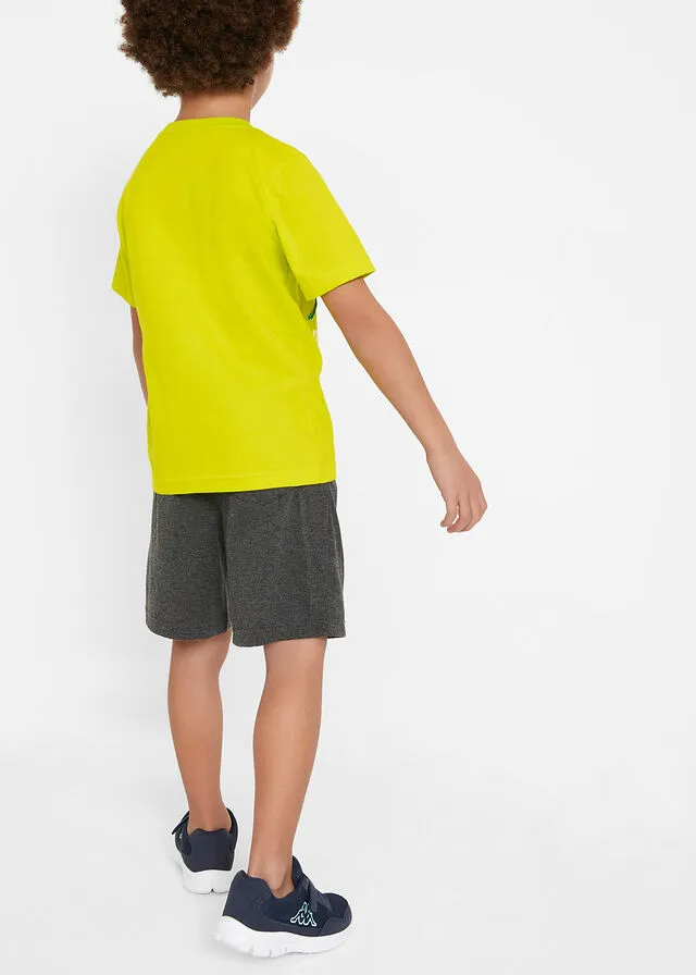 CAMISETA CON LENTEJUELAS REVERSIBLES Y PANTALóN CORTO PARA NIñOS (2 PIEZAS) VERDE LIMAGRIS OSCURO JASPEADO